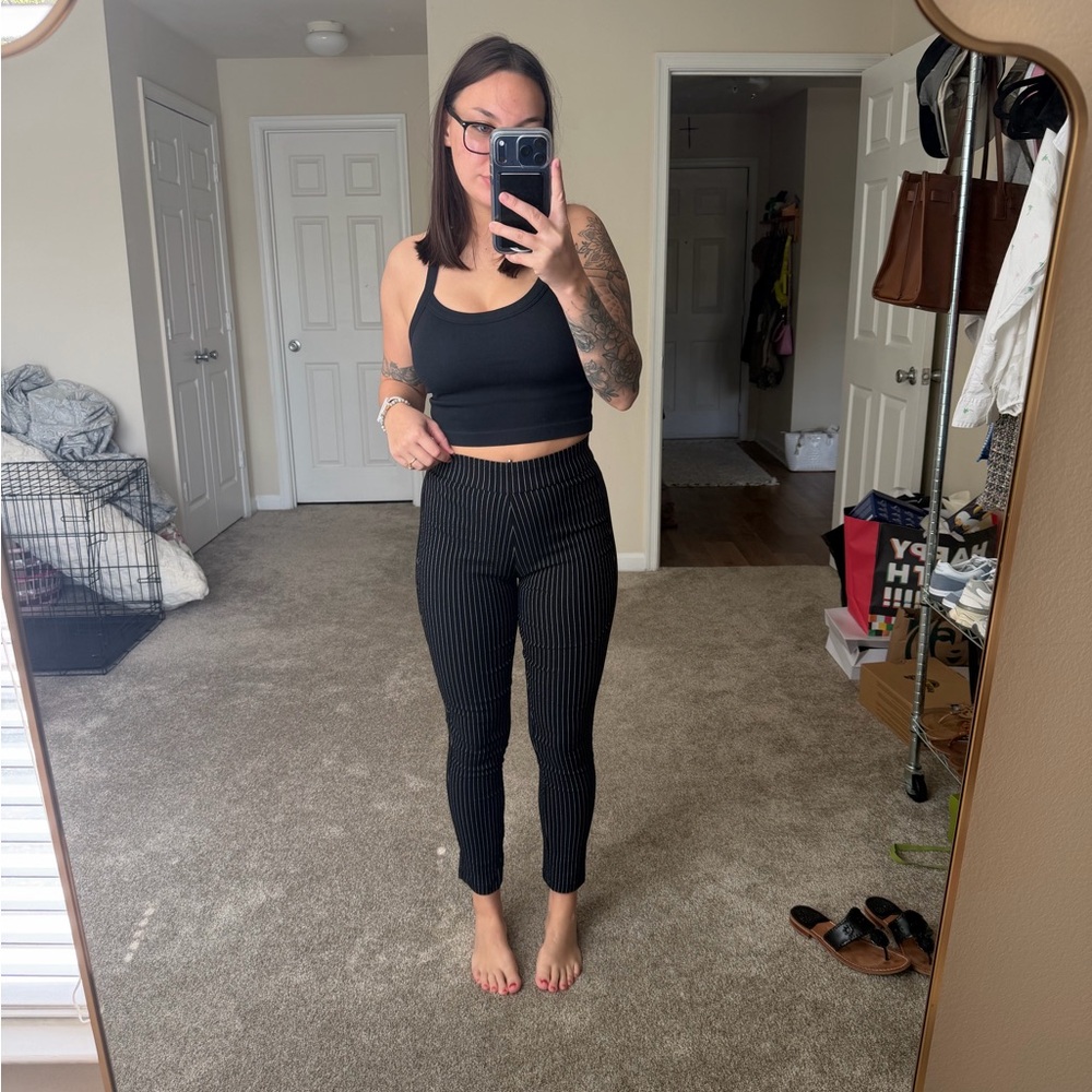 Who What Wear Black Pinstripe Skinny Pants